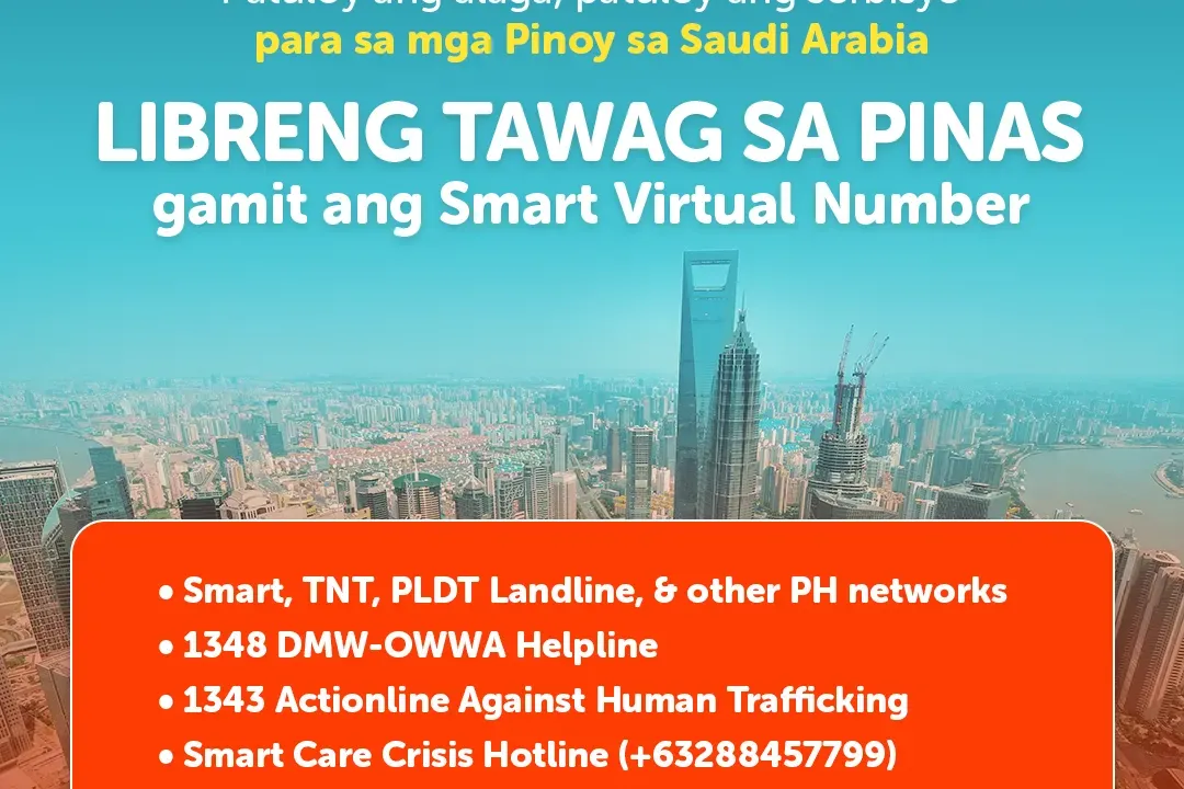 PLDT Global and Smart free emergency call announcement for Filipinos in Saudi Arabia